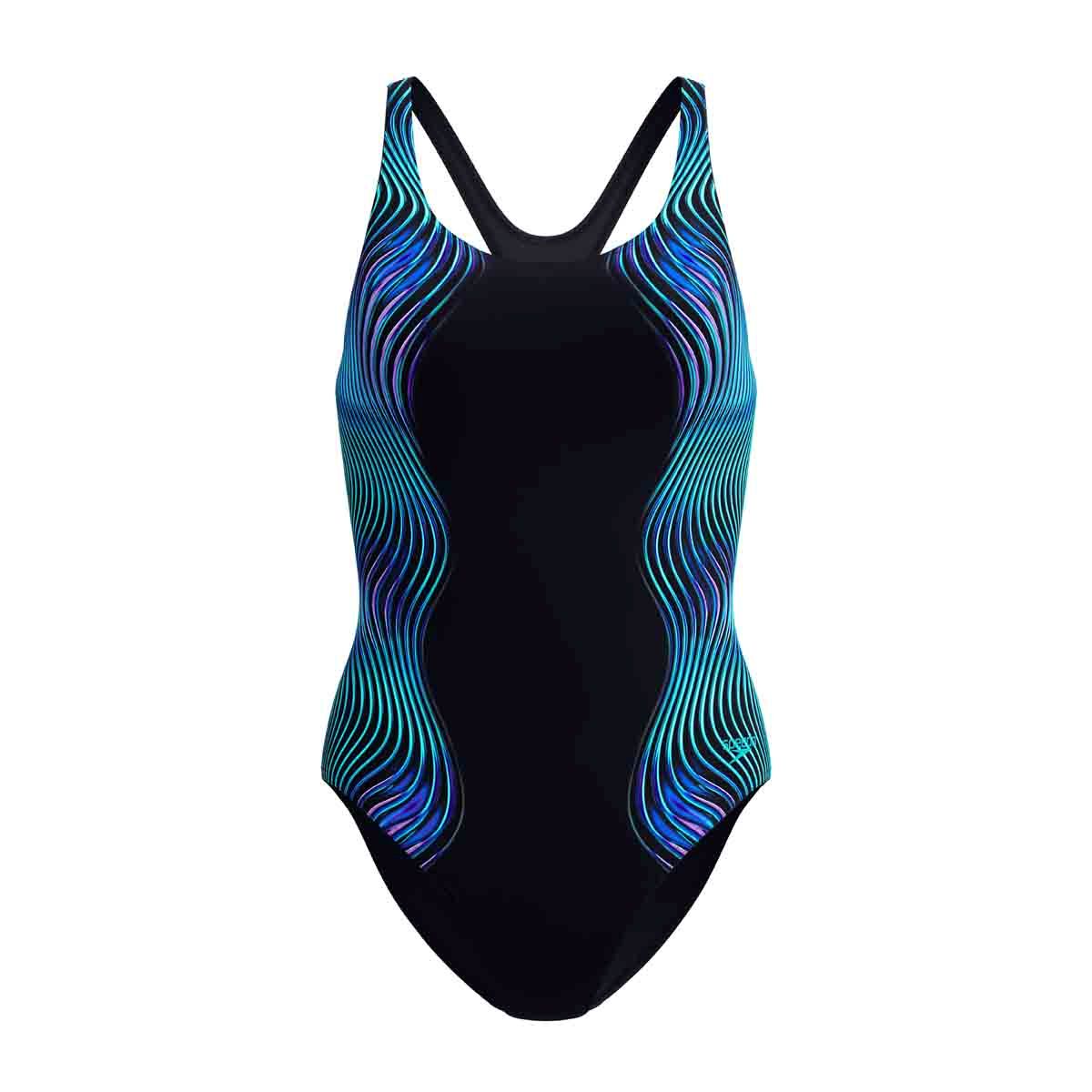 Speedo Womens Print Medalist Swimsuit - Anthracite Grey