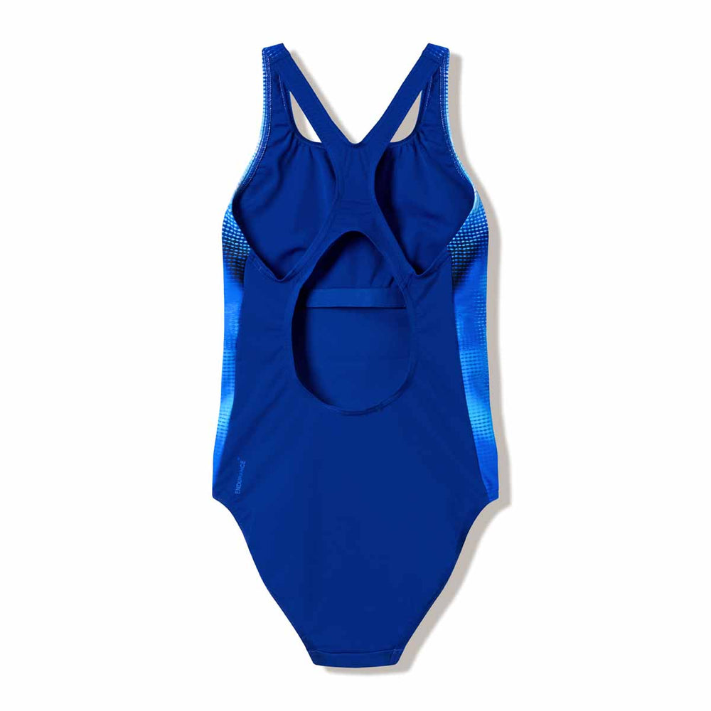 Speedo women's Print Medalist swimsuit in Night Watch with colorful abstract print, designed for comfortable swimming.