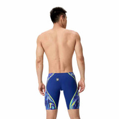 Speedo men's Fastskin LZR Pure Intent 2.0 jammers in blue and multi-color, designed for competitive swimming.