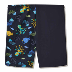 Speedo boys' print jammer in anthracite with colorful patterns, designed for swimming and athletic water activities.