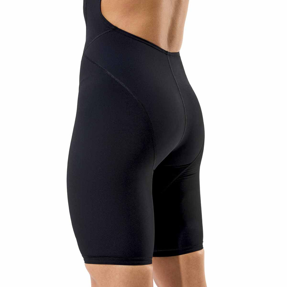 Speedo Women's Fastskin LZR HyperPro Kneeskin swimsuit in black, form-fitting racing kneesuit for competitive swimming.