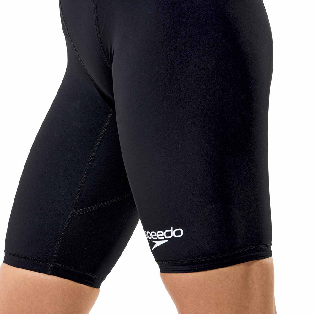 Speedo Women's Fastskin LZR HyperPro kneeskin in black, form-fitting swimsuit designed for competitive swimming.