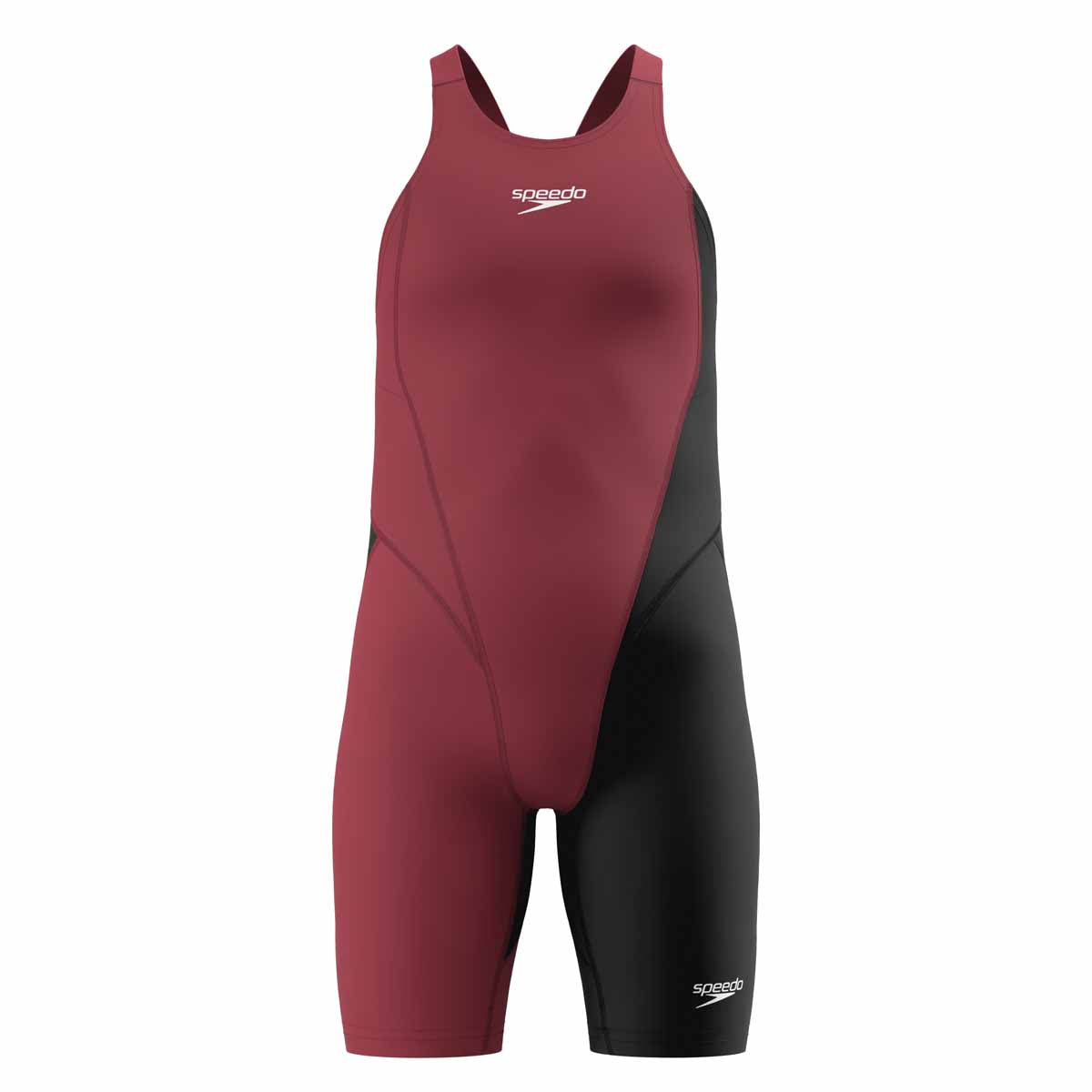 Speedo Girls Fastskin Junior LZR HyperPro kneesuit in regal red and black, designed for competitive swimming.