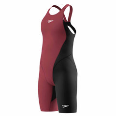 Speedo Girls Fastskin Junior LZR HyperPro Kneesuit in Regal Red and Black showing the sleek suit design and material details