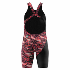 Speedo Girls Fastskin Junior LZR HyperPro printed kneeskin swimsuit in black and electric veil colors.