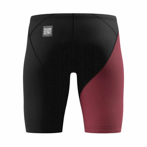 Speedo Boys Fastskin Junior LZR HyperPro Jammer in Regal Red and Black, showcasing a sleek swim jammer design.
