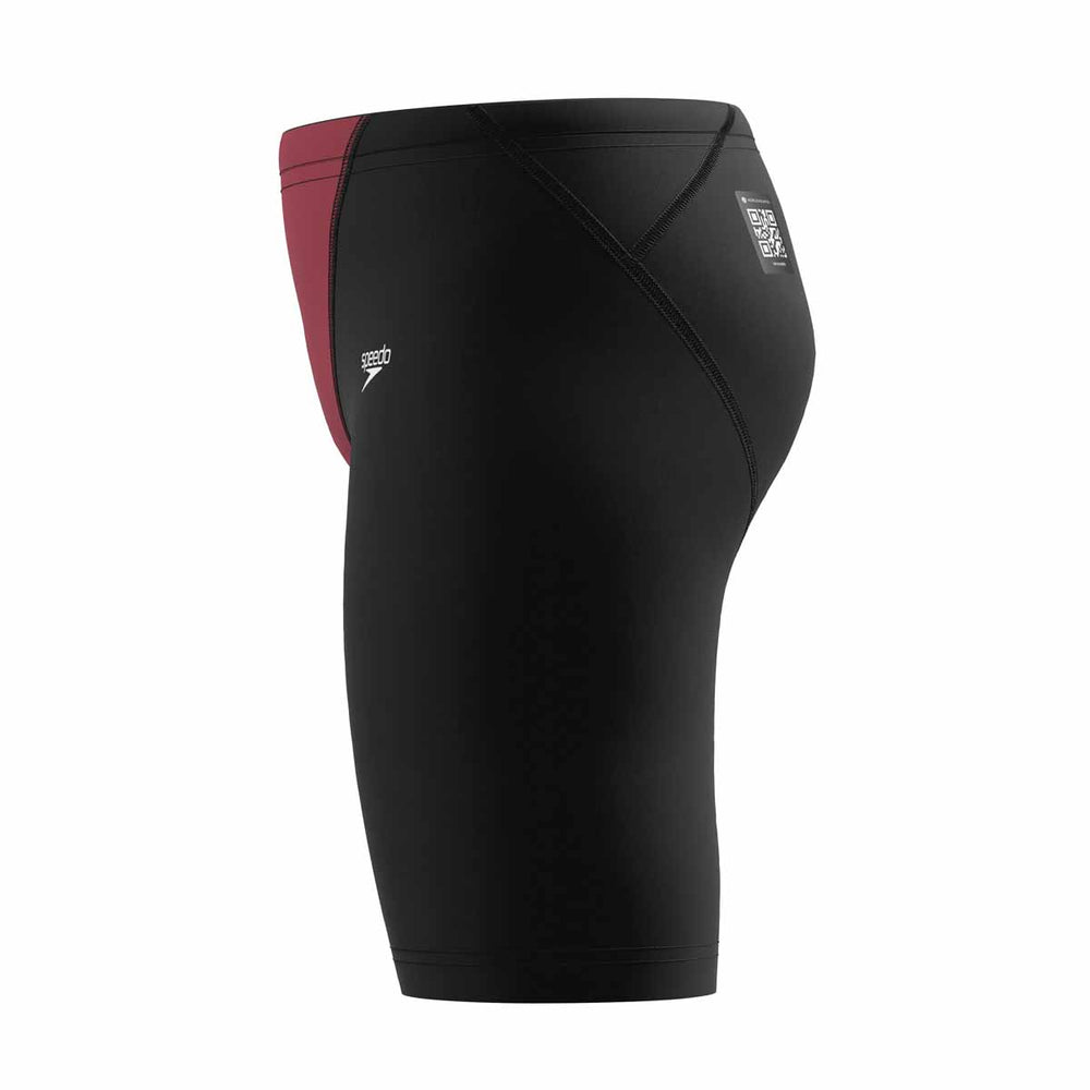 Speedo Boys Fastskin Junior LZR HyperPro jammer in regal red and black, featuring a sleek swimwear design for junior swimmers.