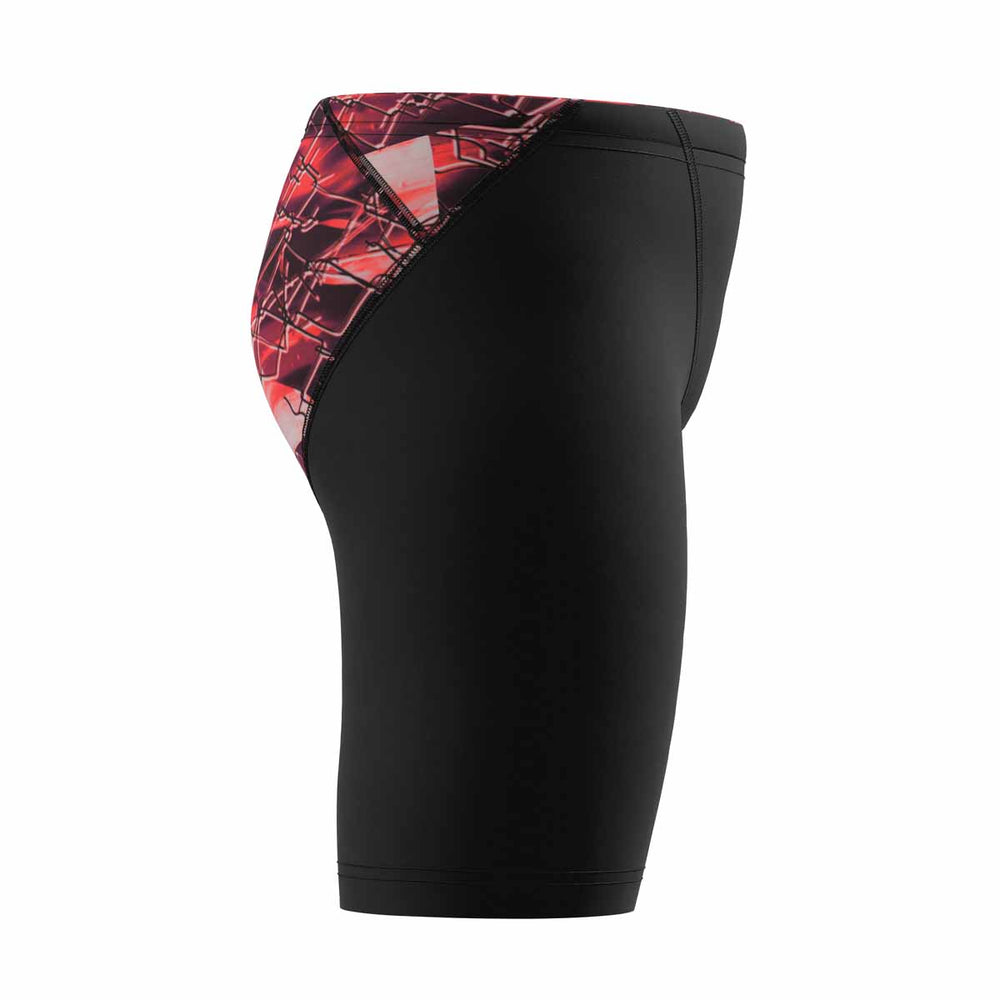 Speedo boys' Fastskin Junior LZR HyperPro printed jammers in black and electric veil with sleek design.