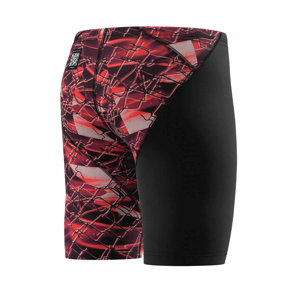 Speedo Boys Fastskin Junior LZR HyperPro printed swim jammers in black and electric veil color, designed for competitive swimming.