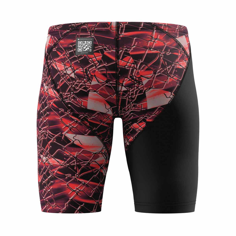 Speedo Boys Fastskin Junior LZR HyperPro Printed Jammer in black with electric veil design, designed for competitive swimming.