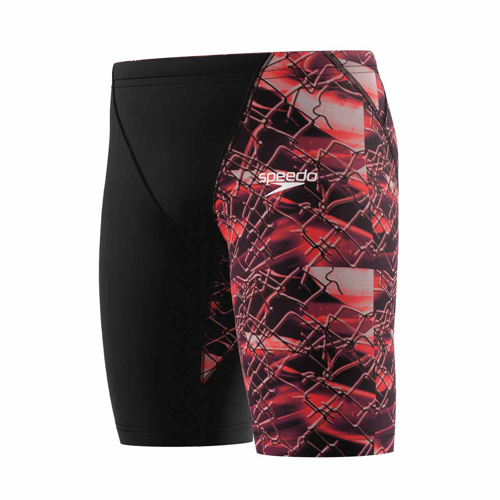Speedo Boys Fastskin Junior LZR HyperPro printed jammers in black and electric veil with sleek design and snug fit.