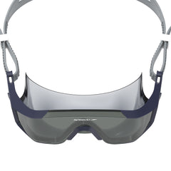 Speedo Aquapulse Pro swim goggles in peacoat and smoke with adjustable strap and clear lens, designed for comfortable swimming.