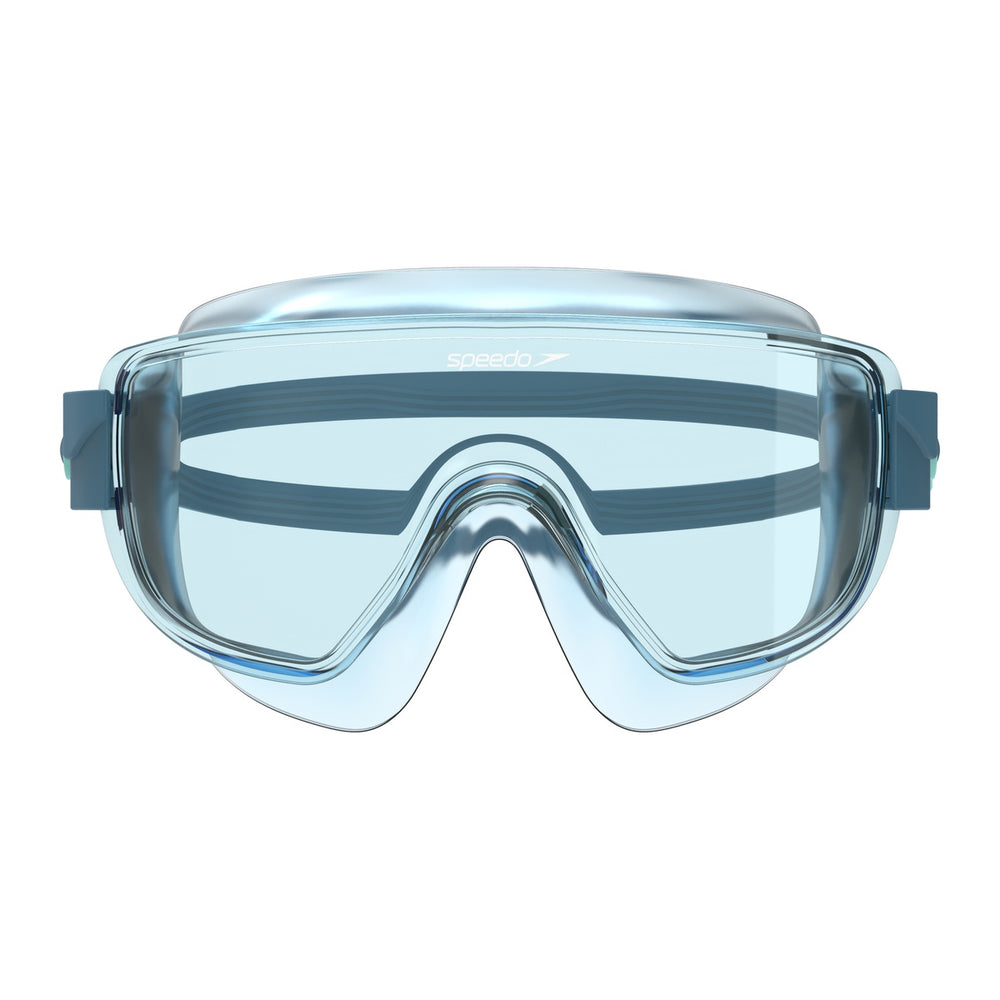 Speedo Women's Aquapulse Pro swim goggles in translucent angelic blue and celeste, featuring a sleek, ergonomic design for comfortable fit.