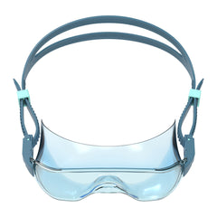 Speedo Women's Aquapulse Pro swim goggles in translucent angelic blue and celeste, featuring adjustable straps and clear lenses.