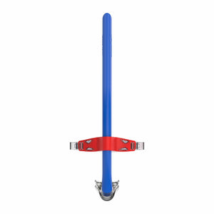 Speedo Pro Training Snorkel in blue and red, designed for swimming training with adjustable fit and comfortable mouthpiece.