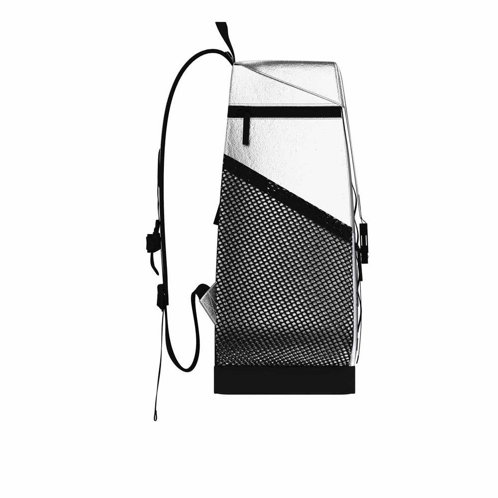 Speedo 35L Team Bag backpack in matte silver with multiple compartments, designed for athletes and sports enthusiasts.