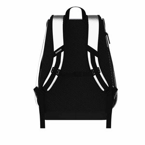 Speedo 35L Team Bag backpack in matte silver with multiple compartments and adjustable straps for sports and travel use.