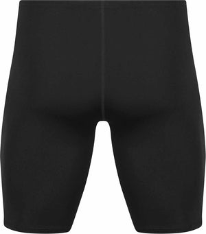 Amani Boys Jet Jammer in black, swim jammer with sleek design, featuring the Amanzi brand logo on the side.