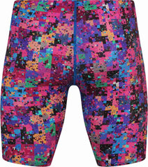 Amanzi men's Techtonik jammer in multi-color, close-up view showing the sleek swimwear design and vibrant pattern.