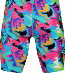 Amanzi men's Nitro jammer swimwear in multi-color design, showcasing the fitted swim jammers for competitive swimming.