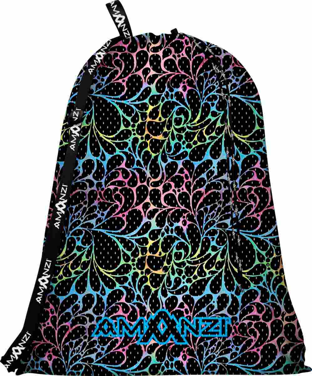 Amanzi Aquatica mesh bag in multi-color, showing breathable mesh material and spacious design for storage and organization.