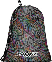 Amanzi Jagger mesh bag in multicolor, lightweight and breathable storage with adjustable straps and multiple compartments.