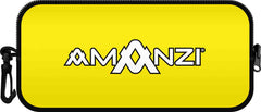 Yellow Amanzi Sunshine neoprene goggle case, compact and padded, designed for protecting swimming goggles and accessories.