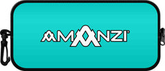 Amanzi Spearmint neoprene goggle case in vibrant green, designed to protect goggles with a soft, cushioned exterior.