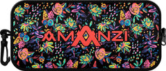 Amanzi Bloomfields neoprene goggle case in multi-color with a floral pattern, designed to protect goggles.