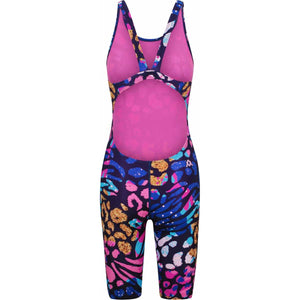 Amani girls' Nomara active kneesuit in multi-color, featuring a snug fit and vibrant design, perfect for active play and comfort.