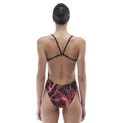 TYR Womens Arterix Cutoutfit Swimsuit - Red