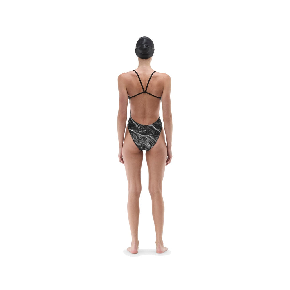 TYR Womens Olea Cutoutfit Swimsuit in titanium with stylish cutout design, perfect for swimming and beachwear.
