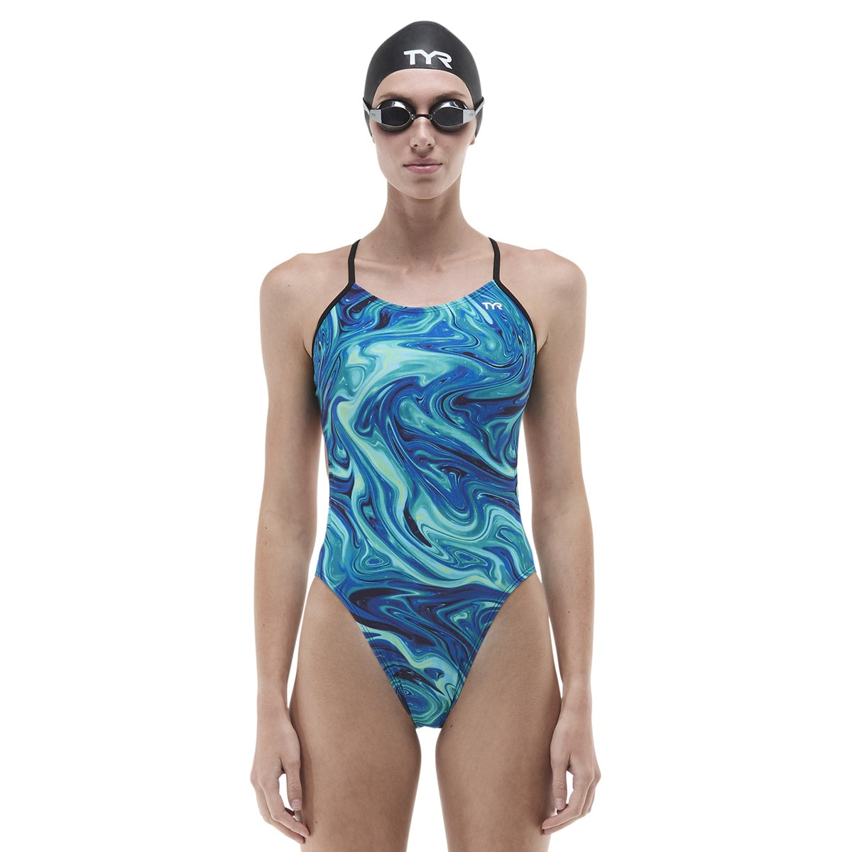 TYR Womens Olea Cutoutfit Swimsuit - Blue/Green