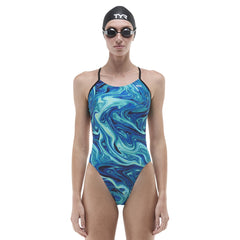 TYR Womens Olea Cutoutfit Swimsuit - Blue/Green