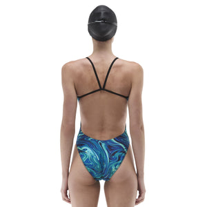 TYR Womens Olea Cutoutfit Swimsuit - Blue/Green