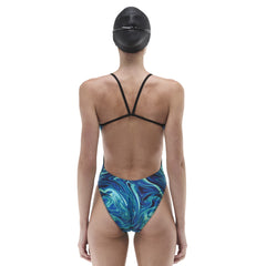 TYR Womens Olea Cutoutfit Swimsuit - Blue/Green