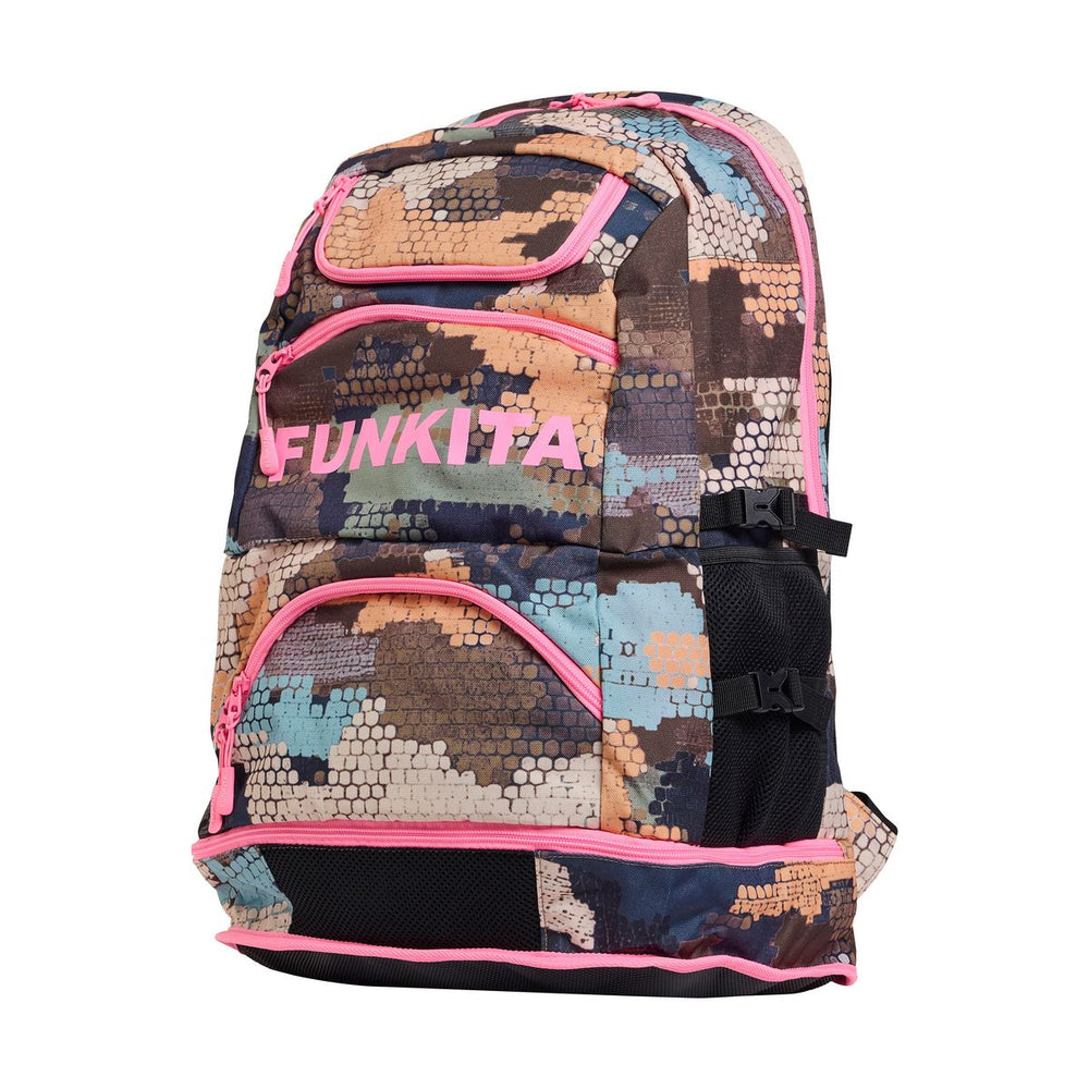 Way Funky Bilko Baby Elite Squad backpack in multi-color, featuring playful design with multiple compartments and adjustable straps.