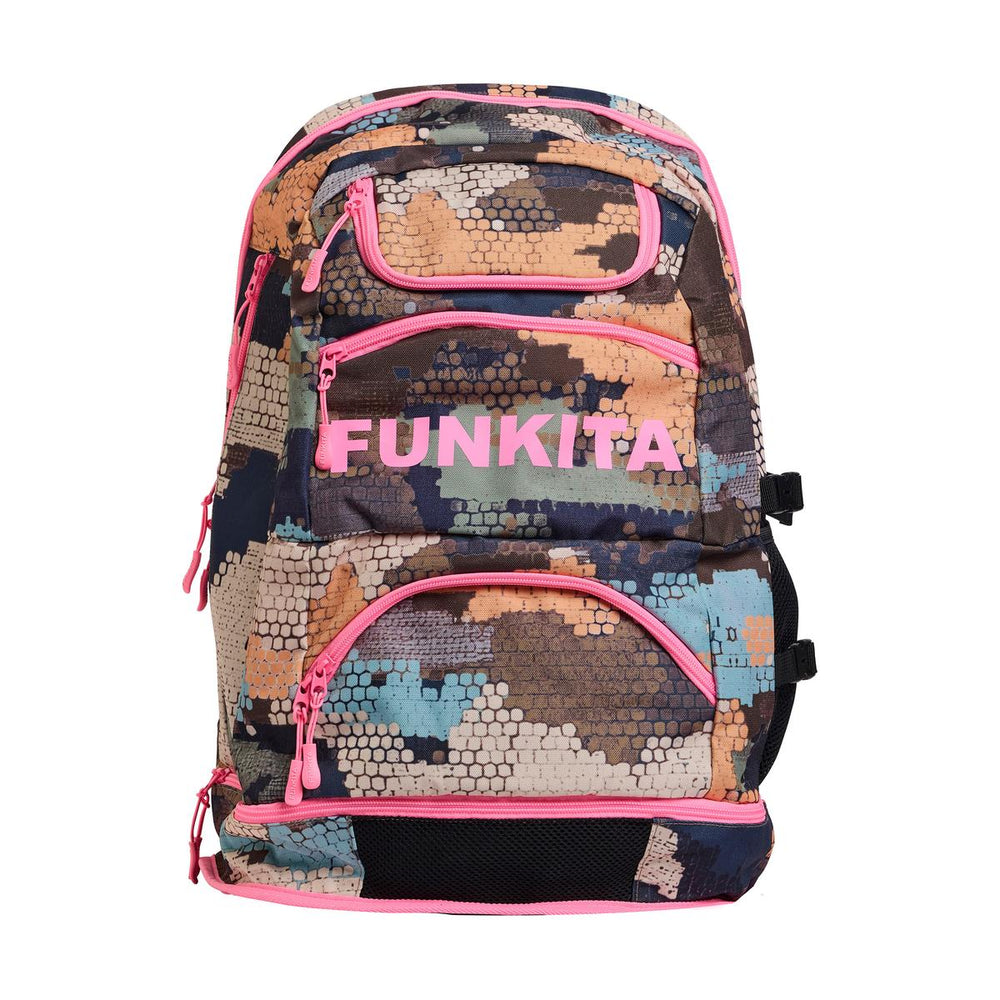 Way Funky Bilko Baby Elite Squad backpack in multi-color with cartoon design, featuring adjustable straps and multiple compartments.