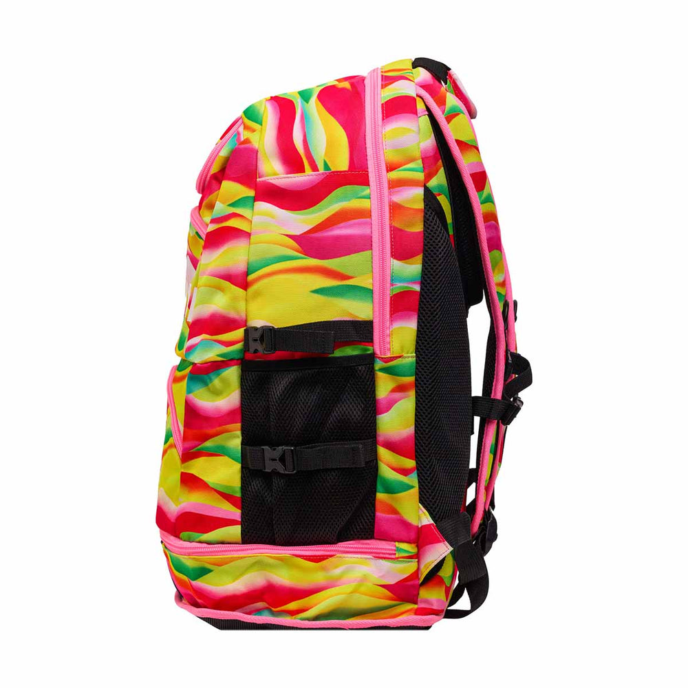 Way Funky Custard Cakes Elite Squad backpack in vibrant multi colors, featuring a spacious design and bold graphic print.
