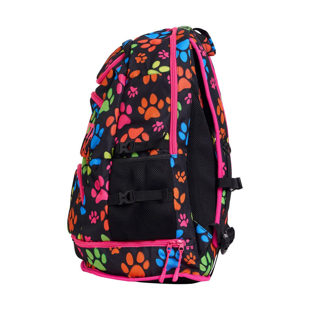 Way Funky Pawsome Elite Squad multicolor backpack with adjustable straps and themed paw print design.