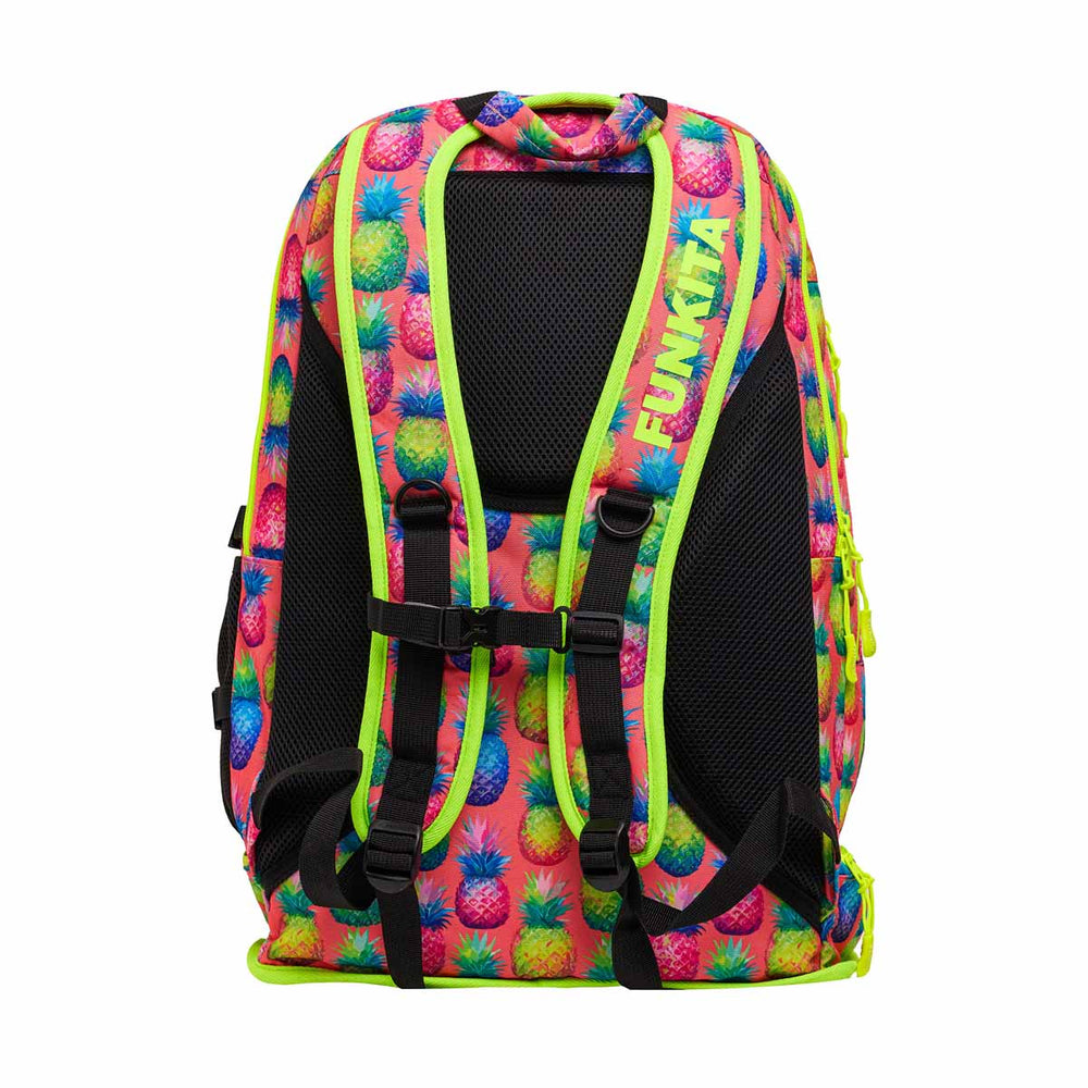 Way Funky Pinky Piney Elite Squad backpack in vibrant pink with multiple compartments and adjustable straps.