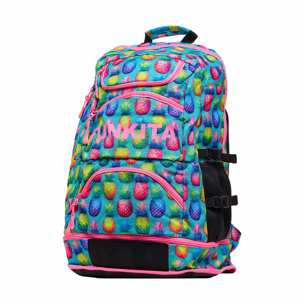 Way Funky Punchy Bunch Elite Squad backpack in multi-color with adjustable straps and front pocket for kids.
