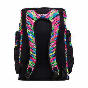 Colorful Way Funky Happy Hide Space Case backpack with multiple compartments and adjustable straps, designed for casual use.