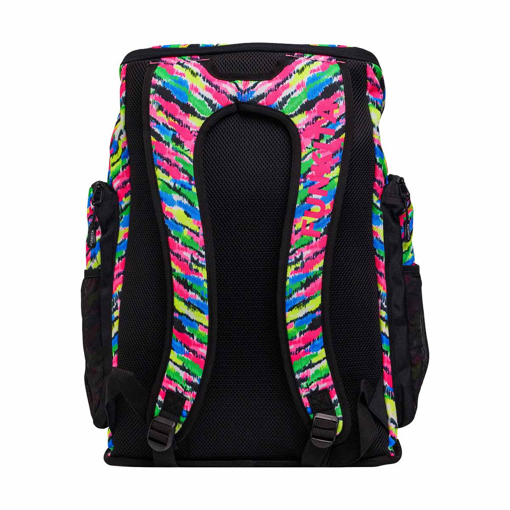 Colorful Way Funky Happy Hide Space Case backpack with multiple compartments and adjustable straps, designed for casual use.