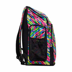 Way Funky Happy Hide Space Case Backpack in multi-color with adjustable straps and spacious main compartment.