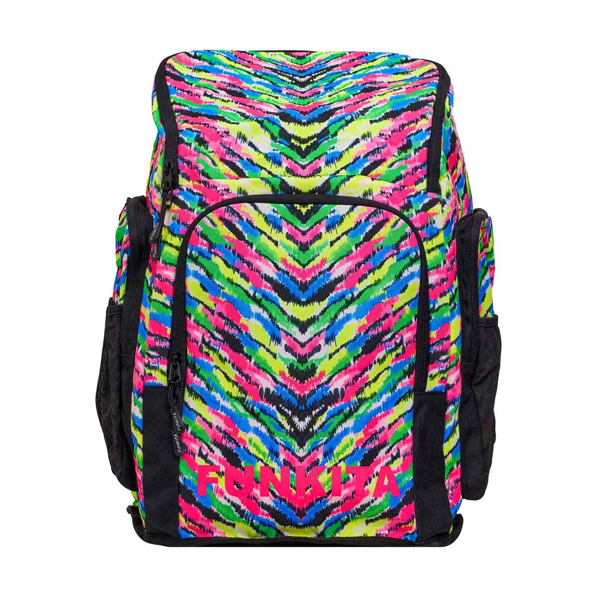 Colorful Way Funky Happy Hide Space Case backpack with multiple compartments and adjustable straps, ideal for everyday use.
