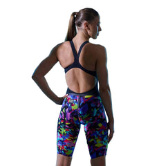 Funkita women's Apex Oblivion Destroyer kneesuit in multi-colored design, featuring a sleek, form-fitting swimwear style.
