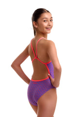 Funkita Girls Add Me Babe Single Strap One Piece Swimsuit - Purple/Pink