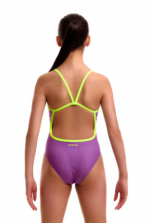 Funkita Girls Berry Crush Single Strap One Piece Swimsuit - Purple/Pink