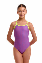 Funkita Girls Berry Crush Single Strap One Piece Swimsuit - Purple/Pink
